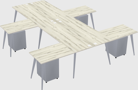 Shared l-shaped office desk system