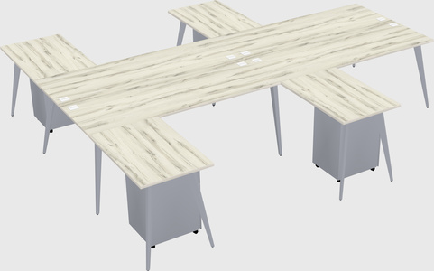 Shared l-shaped office desk system