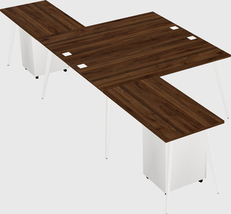 Shared l-shaped office desk system