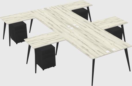 Shared l-shaped office desk system