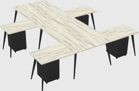 Shared l-shaped office desk system