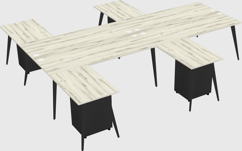Shared l-shaped office desk system