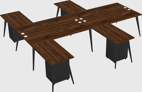 Shared l-shaped office desk system