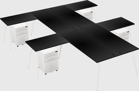 Shared l-shaped office desk system