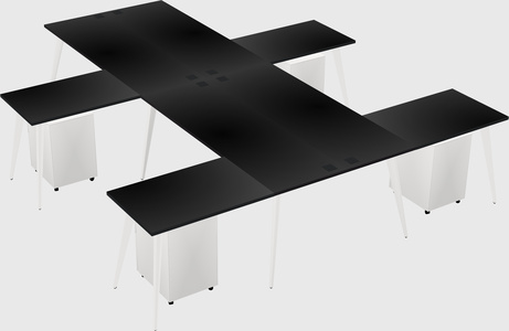 Shared l-shaped office desk system