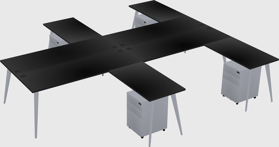 Shared L-shaped Office Desk System
