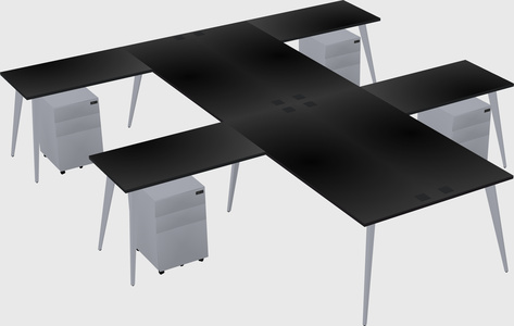 Shared l-shaped office desk system
