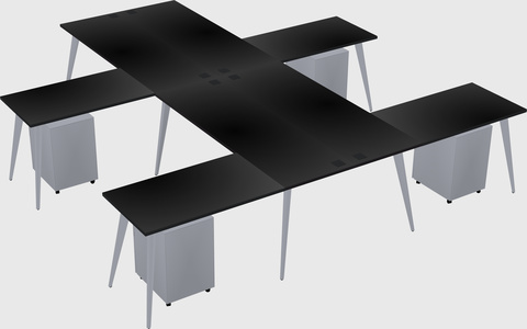 Shared l-shaped office desk system