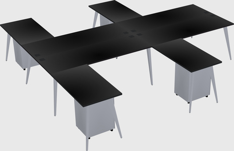 Shared l-shaped office desk system