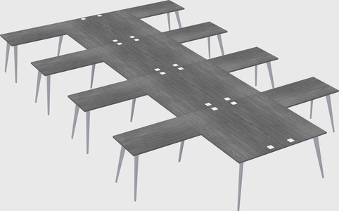 Shared l-shaped office desk system