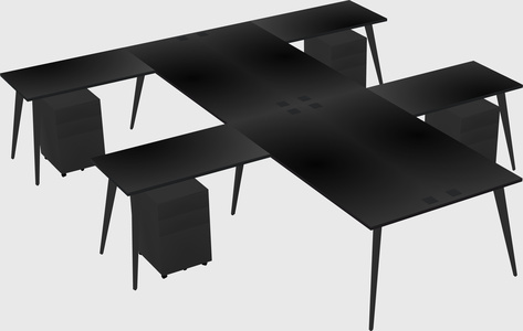 Shared l-shaped office desk system