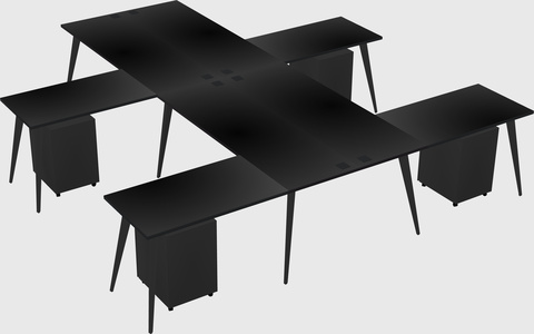 Shared l-shaped office desk system