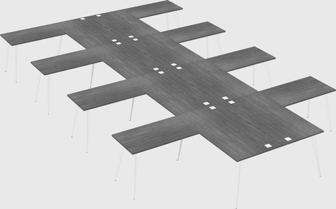 Shared l-shaped office desk system