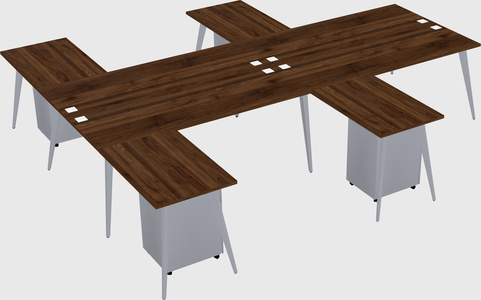 Shared l-shaped office desk system