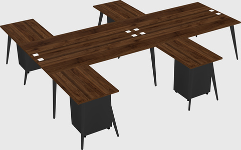 Shared l-shaped office desk system