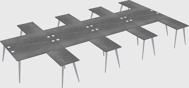 Shared l-shaped office desk system
