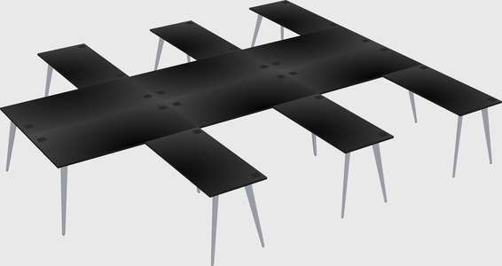 Shared l-shaped office desk system