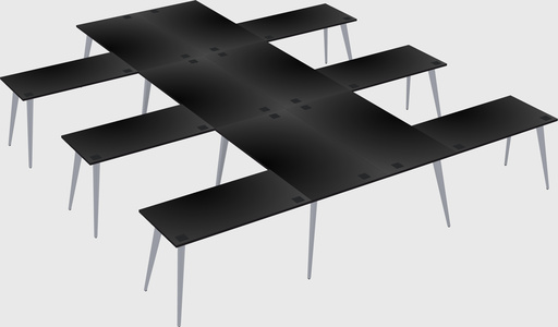 Shared l-shaped office desk system