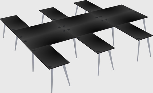 Shared l-shaped office desk system