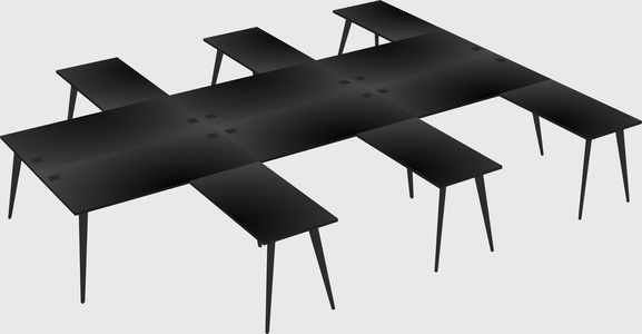 Shared l-shaped office desk system