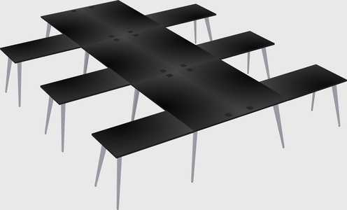 Shared l-shaped office desk system