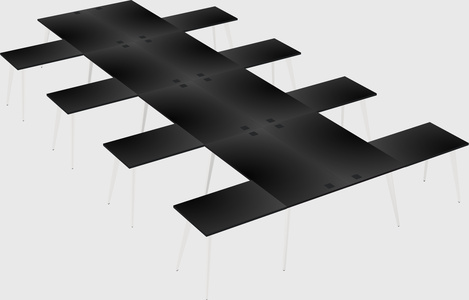 Shared l-shaped office desk system