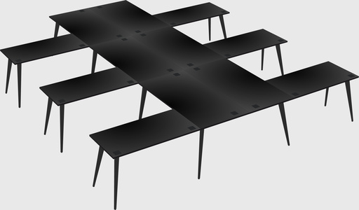 Shared l-shaped office desk system