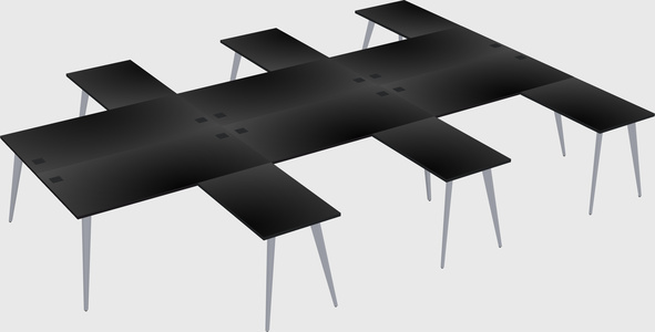 Shared l-shaped office desk system