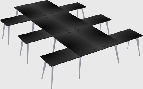 Shared l-shaped office desk system