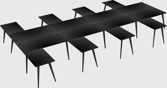 Shared l-shaped office desk system