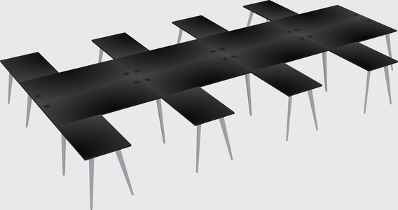 Shared l-shaped office desk system