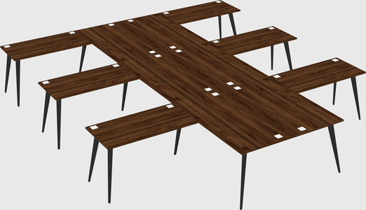 Shared l-shaped office desk system