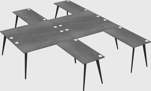 Shared l-shaped office desk system