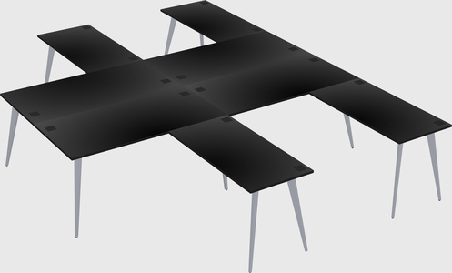 Shared l-shaped office desk system