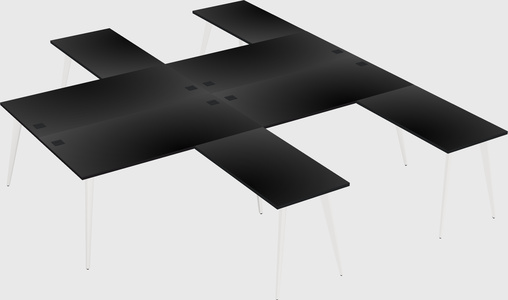 Shared l-shaped office desk system