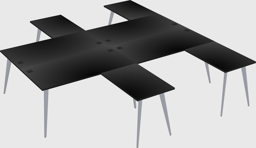 Shared l-shaped office desk system