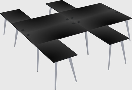 Shared l-shaped office desk system
