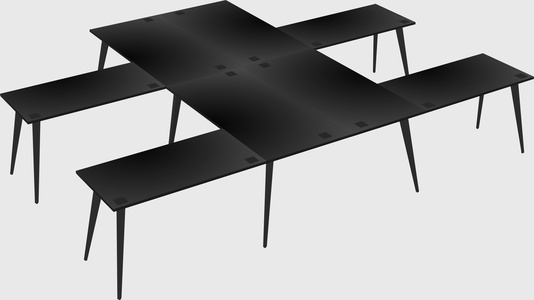 Shared l-shaped office desk system