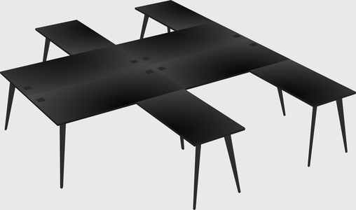 Shared l-shaped office desk system