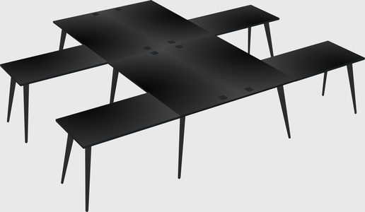 Shared l-shaped office desk system