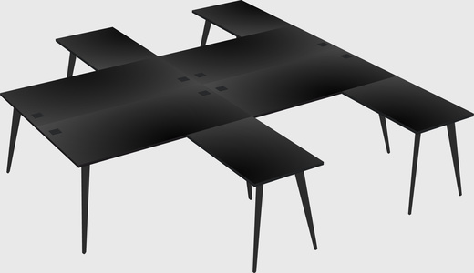 Shared l-shaped office desk system