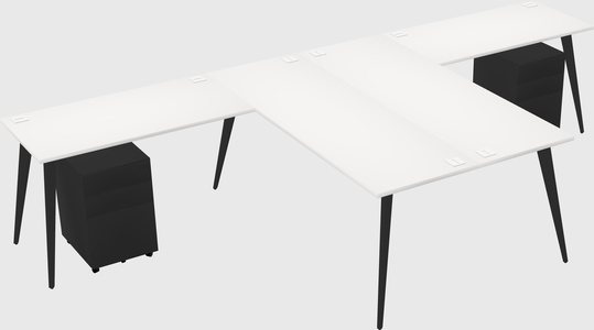 Shared l-shaped office desk system