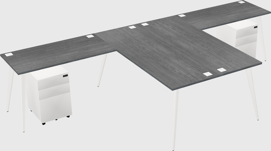 Shared l-shaped office desk system