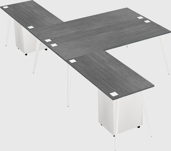 Shared l-shaped office desk system