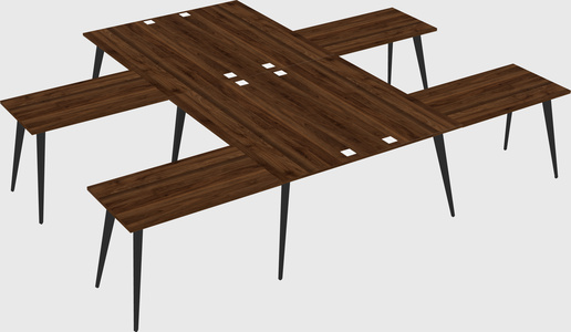 Shared l-shaped office desk system
