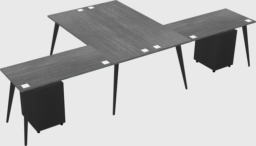 Shared l-shaped office desk system