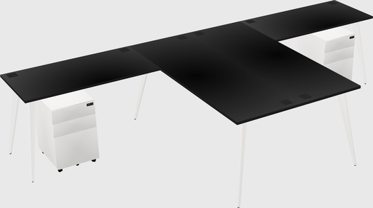 Shared l-shaped office desk system