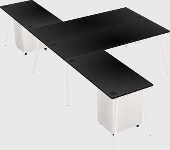 Shared l-shaped office desk system