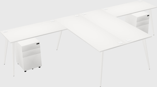 Shared l-shaped office desk system