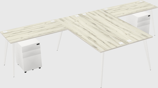 Shared l-shaped office desk system